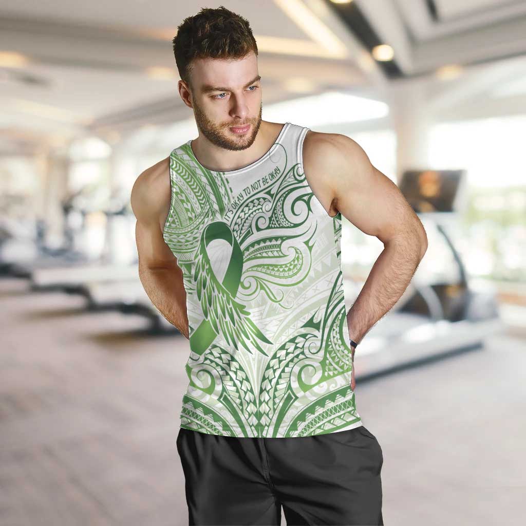 Its Okay Green Ribbon Personalised Men Tank Top Polynesian Depression Awareness