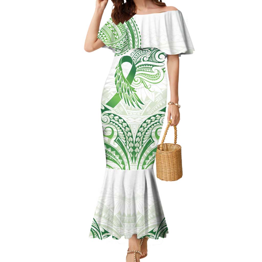 Its Okay Green Ribbon Personalised Mermaid Dress Polynesian Depression Awareness