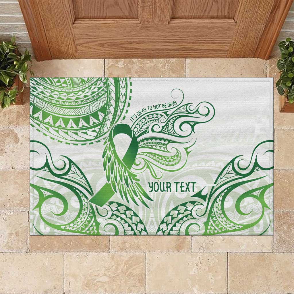 Its Okay Green Ribbon Personalised Rubber Doormat Polynesian Depression Awareness