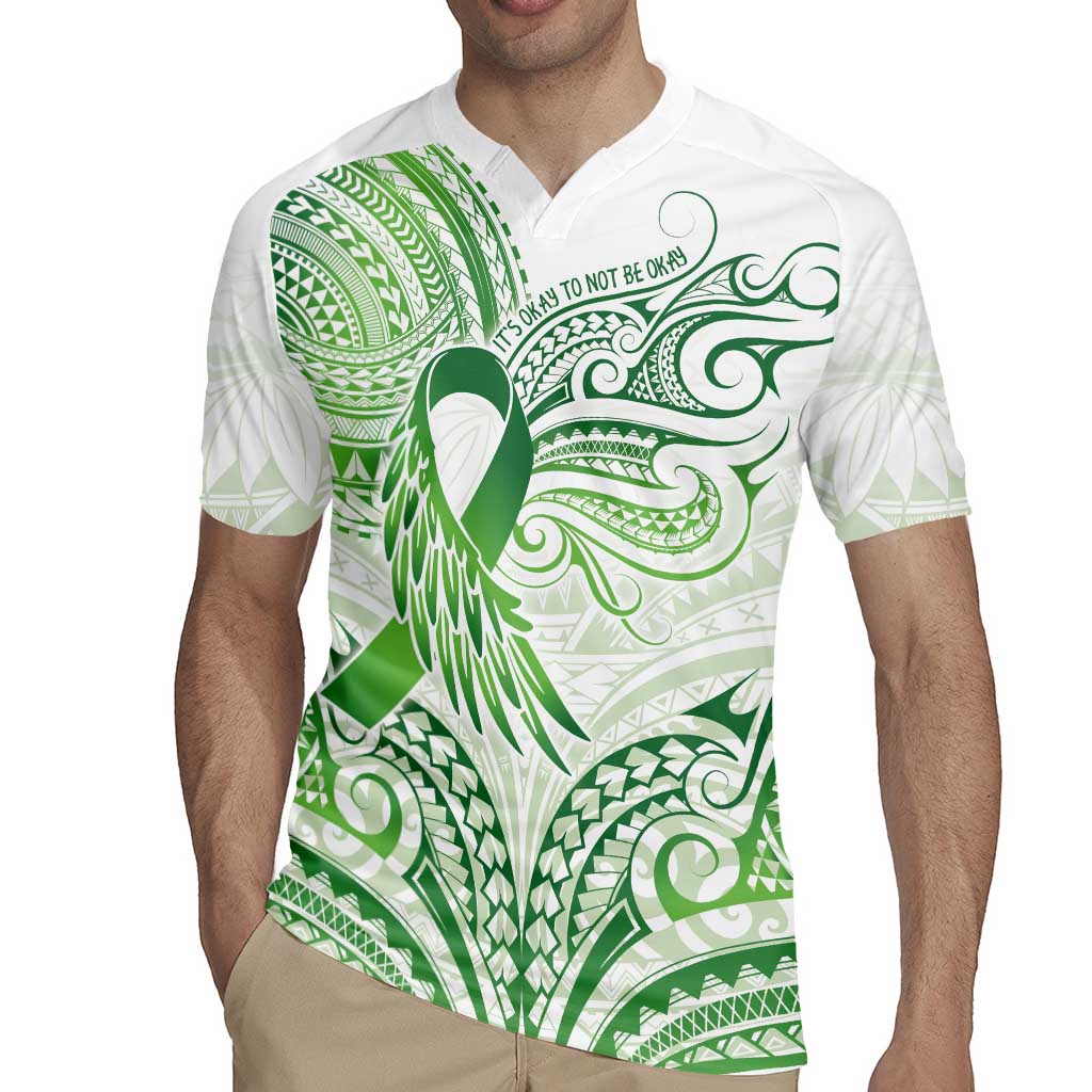 Its Okay Green Ribbon Personalised Rugby Jersey Polynesian Depression Awareness