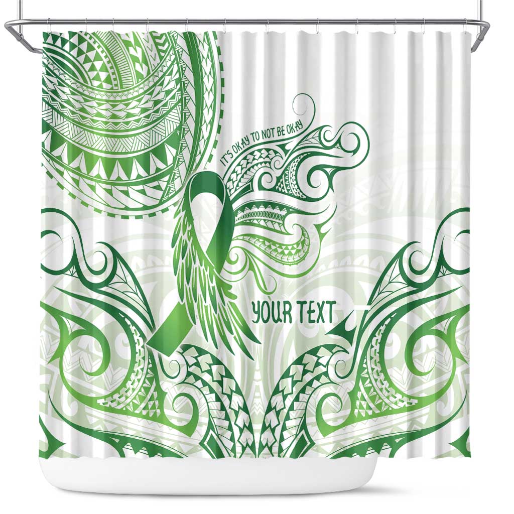 Its Okay Green Ribbon Personalised Shower Curtain Polynesian Depression Awareness