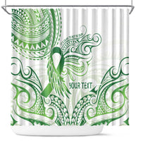 Its Okay Green Ribbon Personalised Shower Curtain Polynesian Depression Awareness