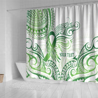 Its Okay Green Ribbon Personalised Shower Curtain Polynesian Depression Awareness