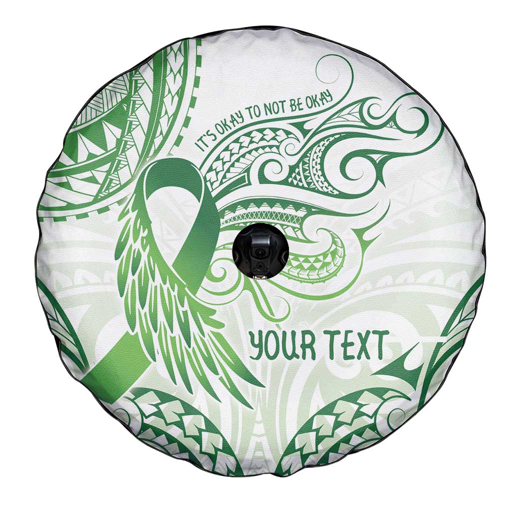Its Okay Green Ribbon Personalised Spare Tire Cover Polynesian Depression Awareness