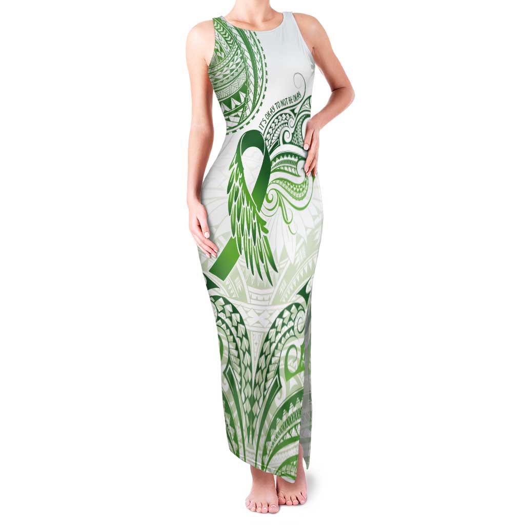 Its Okay Green Ribbon Personalised Tank Maxi Dress Polynesian Depression Awareness