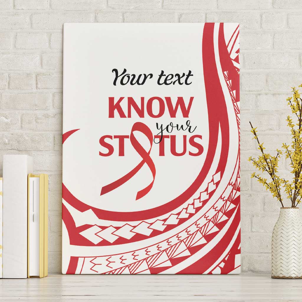 Know Your Status Red Ribbon Personalised Canvas Wall Art Polynesian AIDS Awareness