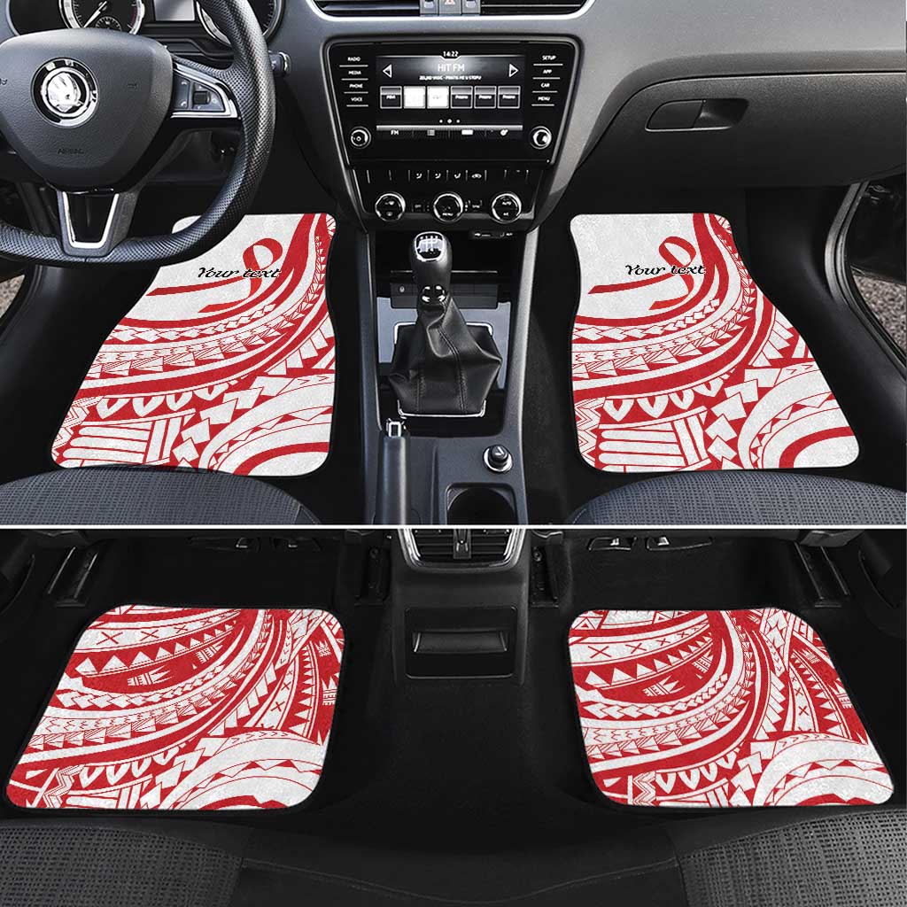 Know Your Status Red Ribbon Personalised Car Mats Polynesian AIDS Awareness