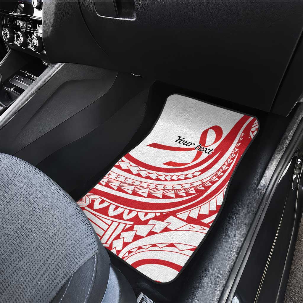 Know Your Status Red Ribbon Personalised Car Mats Polynesian AIDS Awareness