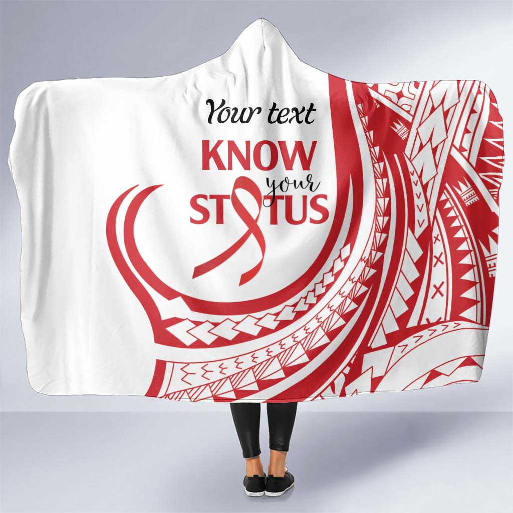 Know Your Status Red Ribbon Personalised Hooded Blanket Polynesian AIDS Awareness