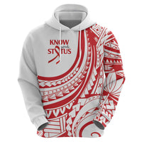Know Your Status Red Ribbon Personalised Hoodie Polynesian AIDS Awareness