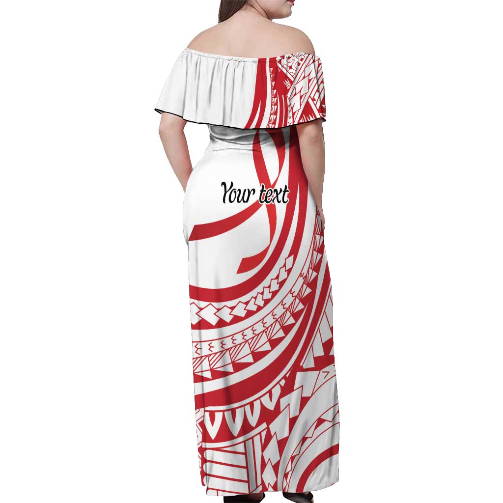 Know Your Status Red Ribbon Personalised Off Shoulder Maxi Dress Polynesian AIDS Awareness