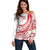 Know Your Status Red Ribbon Personalised Off Shoulder Sweater Polynesian AIDS Awareness