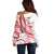 Know Your Status Red Ribbon Personalised Off Shoulder Sweater Polynesian AIDS Awareness