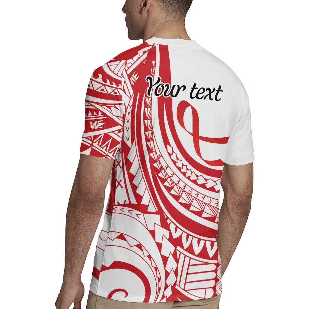 Know Your Status Red Ribbon Personalised Rugby Jersey Polynesian AIDS Awareness