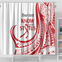Know Your Status Red Ribbon Personalised Shower Curtain Polynesian AIDS Awareness