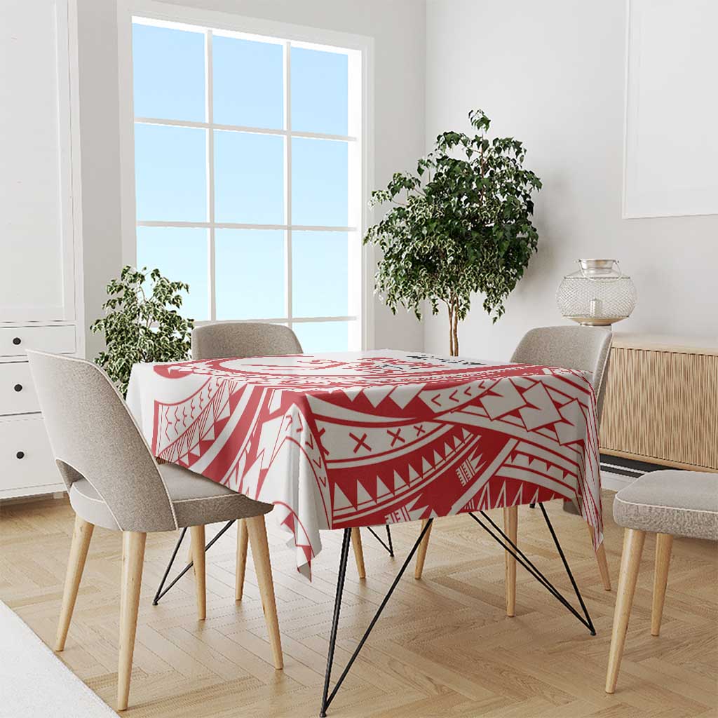 Know Your Status Red Ribbon Personalised Tablecloth Polynesian AIDS Awareness