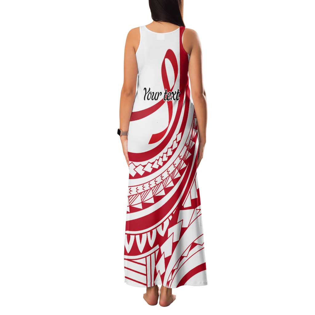 Know Your Status Red Ribbon Personalised Tank Maxi Dress Polynesian AIDS Awareness