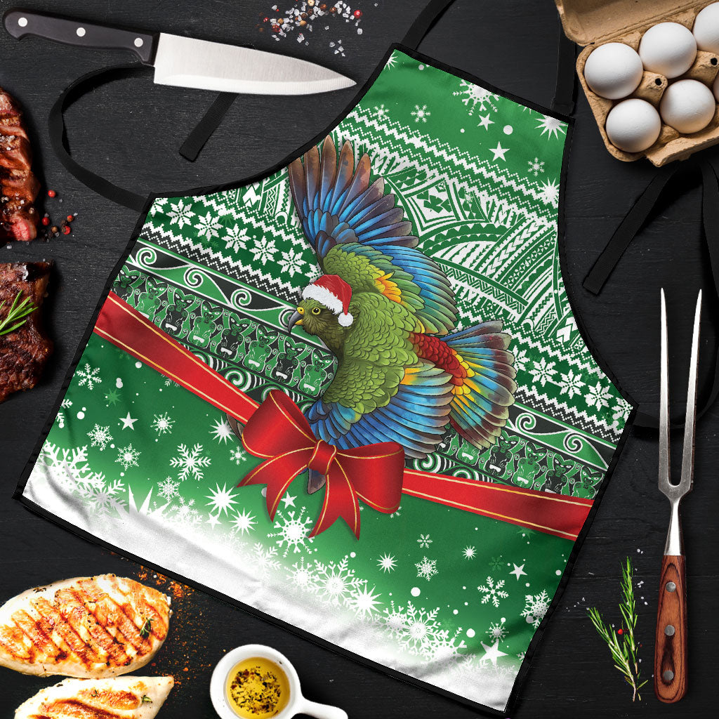 New Zealand Kea Bird Christmas Apron Maori Inspired Knitted Patterns LT9 Green - Polynesian Pride