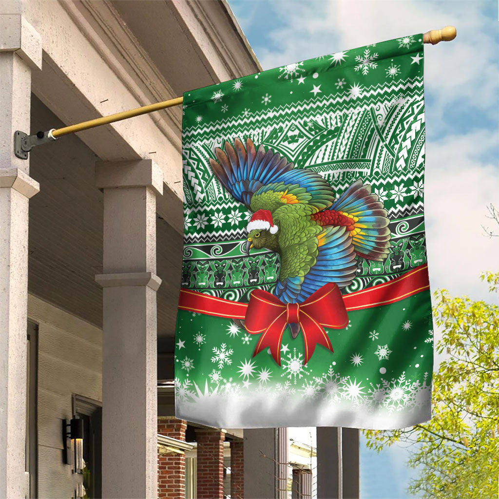 New Zealand Kea Bird Christmas Garden Flag Maori Inspired Knitted Patterns LT9 House Flag Green - Polynesian Pride