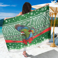 New Zealand Kea Bird Christmas Sarong Maori Inspired Knitted Patterns LT9 One Size 44 x 66 inches Green - Polynesian Pride