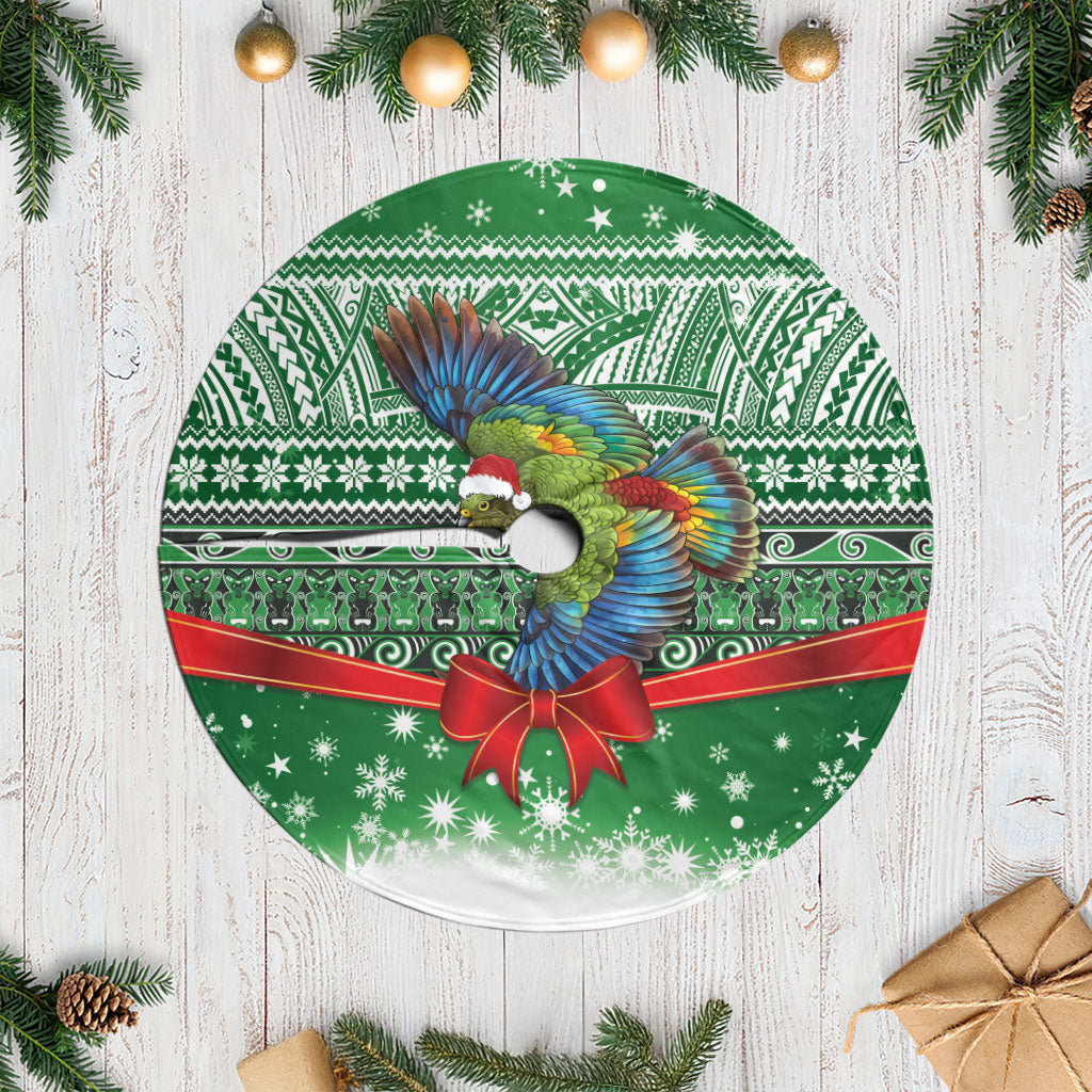 New Zealand Kea Bird Christmas Tree Skirt Maori Inspired Knitted Patterns LT9 Casual Green - Polynesian Pride