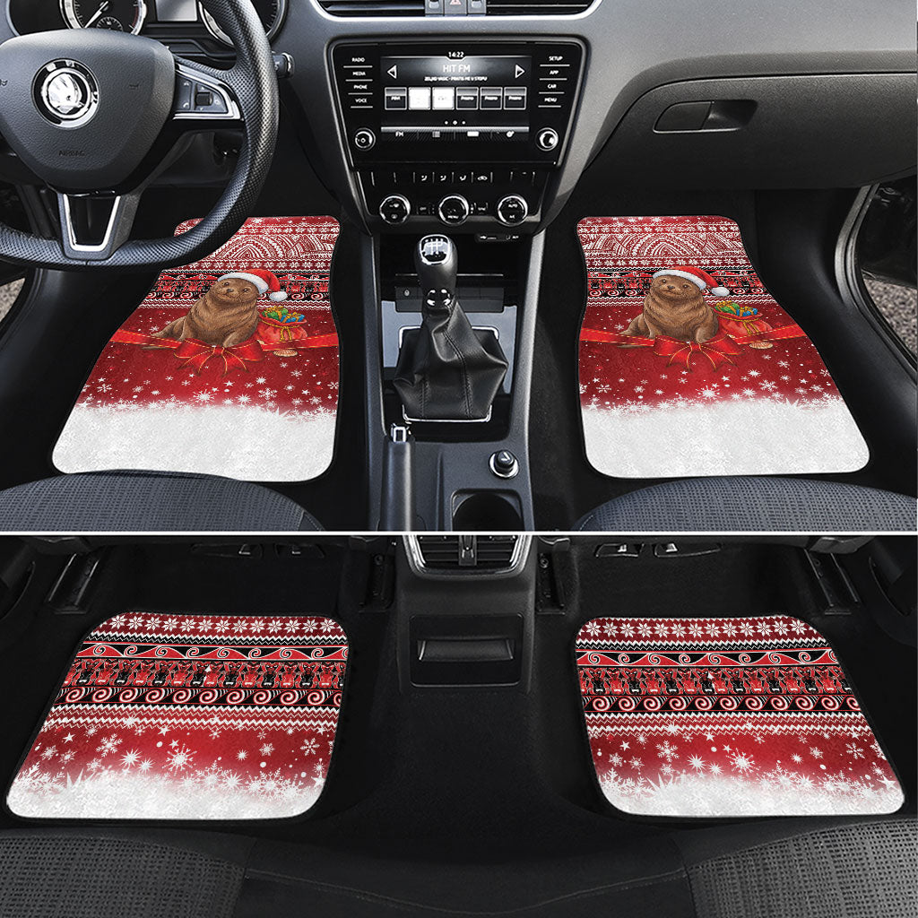 New Zealand Kekeno Seal Christmas Car Mats Maori Inspired Knitted Patterns LT9 Set 4pcs Red - Polynesian Pride