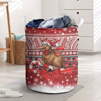 New Zealand Kiwi Bird Christmas Laundry Basket Maori Inspired Knitted Patterns LT9 Red - Polynesian Pride