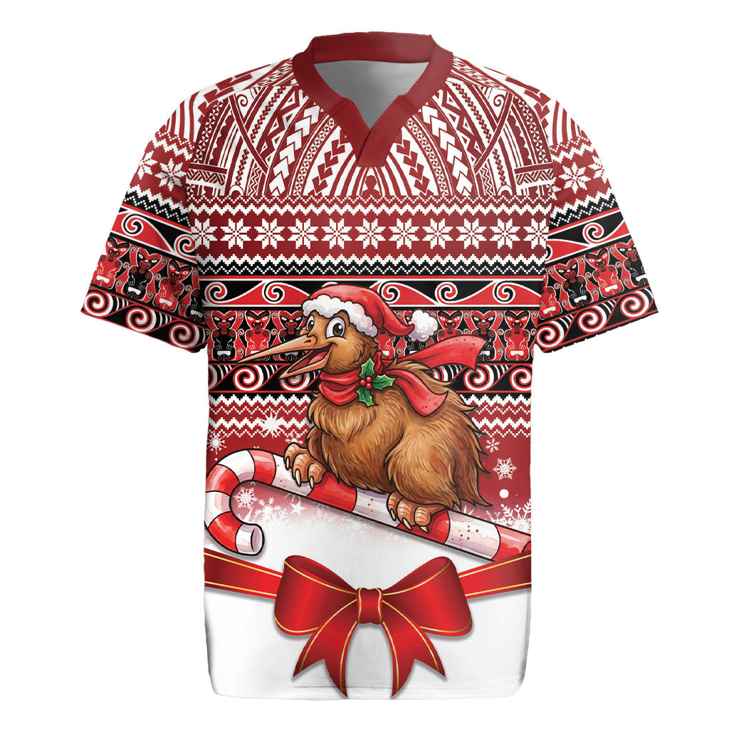 New Zealand Kiwi Bird Christmas Rugby Jersey Maori Inspired Knitted Patterns LT9 Red - Polynesian Pride
