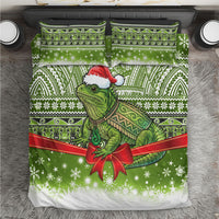 New Zealand Tuatara Christmas Bedding Set Maori Inspired Knitted Patterns LT9 Green - Polynesian Pride