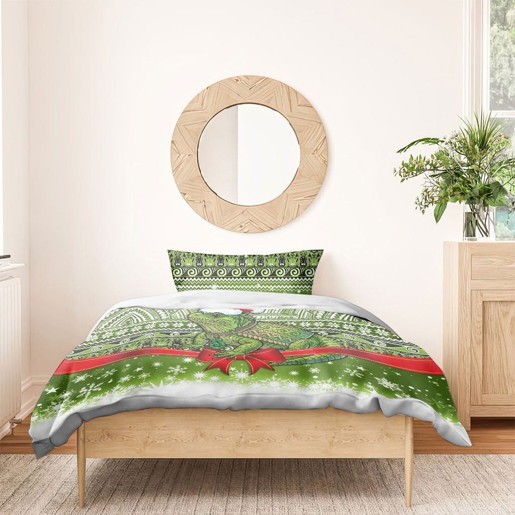New Zealand Tuatara Christmas Bedding Set Maori Inspired Knitted Patterns LT9 - Polynesian Pride