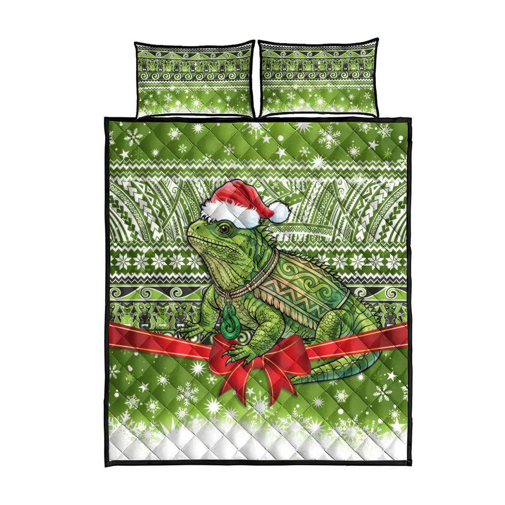 New Zealand Tuatara Christmas Quilt Bed Set Maori Inspired Knitted Patterns LT9 - Polynesian Pride