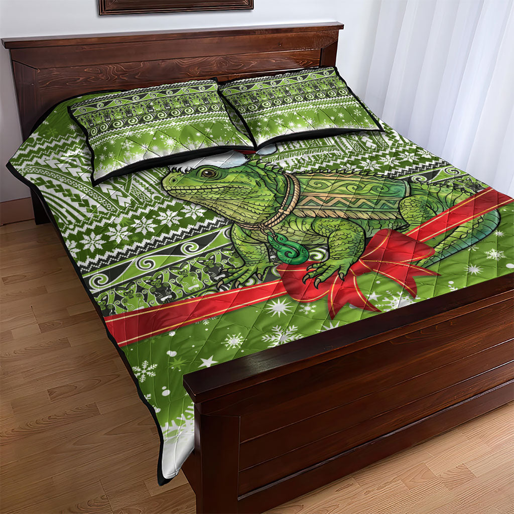 New Zealand Tuatara Christmas Quilt Bed Set Maori Inspired Knitted Patterns LT9 - Polynesian Pride