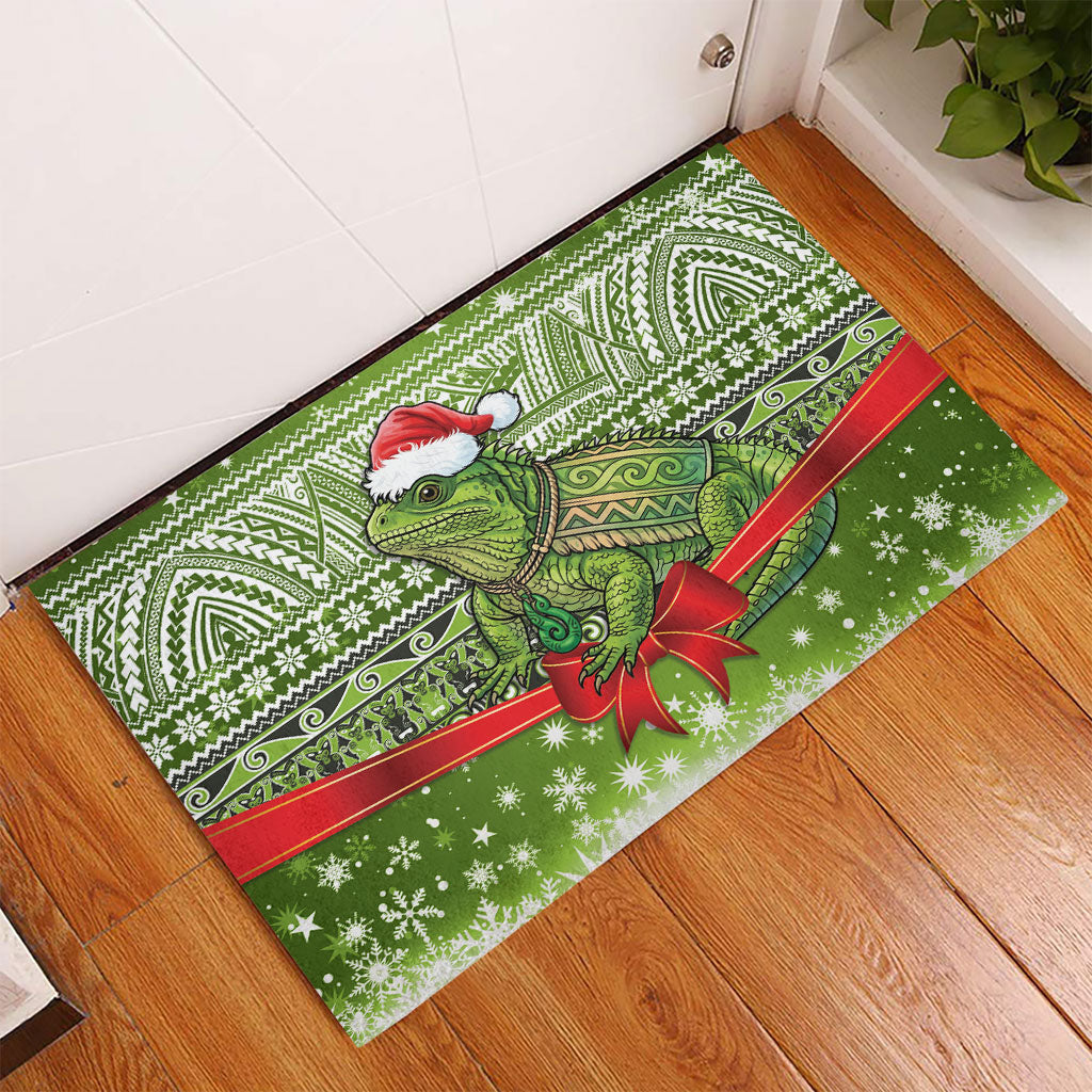 New Zealand Tuatara Christmas Rubber Doormat Maori Inspired Knitted Patterns LT9 - Polynesian Pride