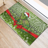 New Zealand Tuatara Christmas Rubber Doormat Maori Inspired Knitted Patterns LT9 - Polynesian Pride