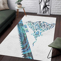 Kahui Whetu Paua shell Kowhaiwhai Taniko Personalised Area Rug Manta Ray Shark-Turtle Maori Tribal Style