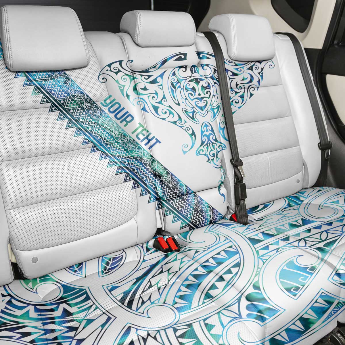Kahui Whetu Paua shell Kowhaiwhai Taniko Personalised Back Car Seat Cover Manta Ray Shark-Turtle Maori Tribal Style LT9 - Polynesian Pride