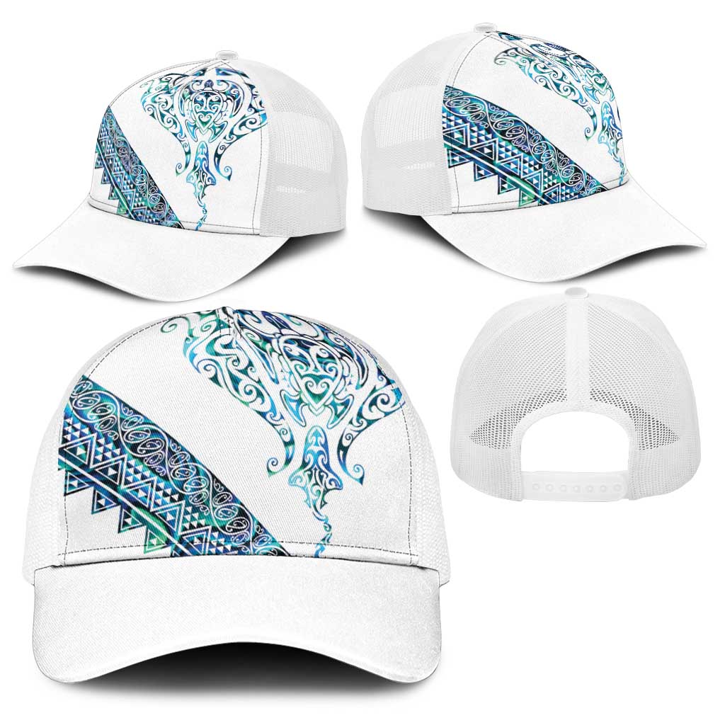 Kahui Whetu Paua shell Kowhaiwhai Taniko Baseball Net Cap Manta Ray Shark-Turtle Maori Tribal Style LT9 - Polynesian Pride