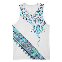 Kahui Whetu Paua shell Kowhaiwhai Taniko Personalised Basketball Jersey Manta Ray Shark-Turtle Maori Tribal Style LT9 Unisex Blue - Polynesian Pride