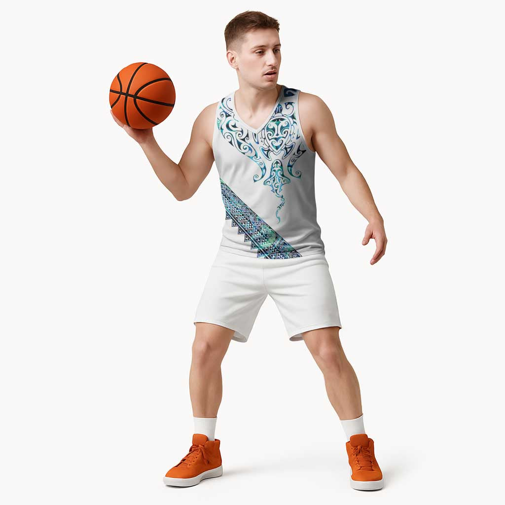 Kahui Whetu Paua shell Kowhaiwhai Taniko Personalised Basketball Jersey Manta Ray Shark-Turtle Maori Tribal Style LT9 - Polynesian Pride