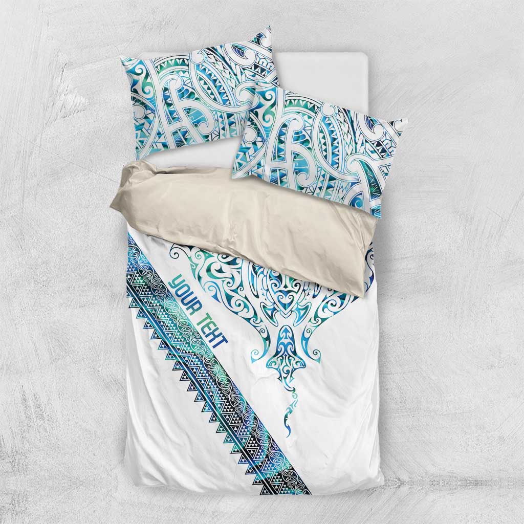 Kahui Whetu Paua shell Kowhaiwhai Taniko Personalised Bedding Set Manta Ray Shark-Turtle Maori Tribal Style