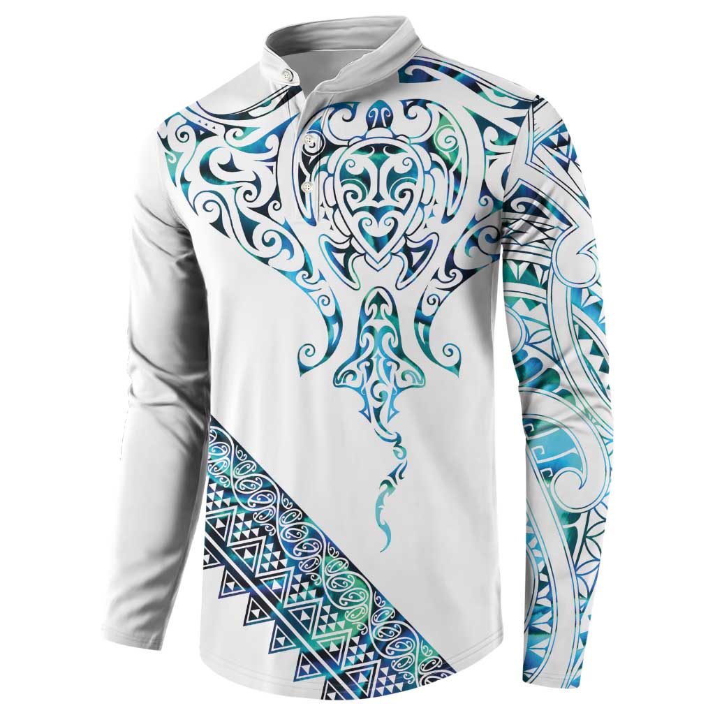 Kahui Whetu Paua shell Kowhaiwhai Taniko Personalised Button Sweatshirt Manta Ray Shark-Turtle Maori Tribal Style