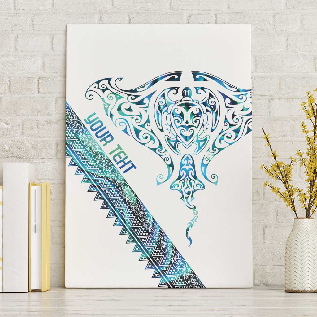 Kahui Whetu Paua shell Kowhaiwhai Taniko Personalised Canvas Wall Art Manta Ray Shark-Turtle Maori Tribal Style LT9 Without Frame Blue - Polynesian Pride