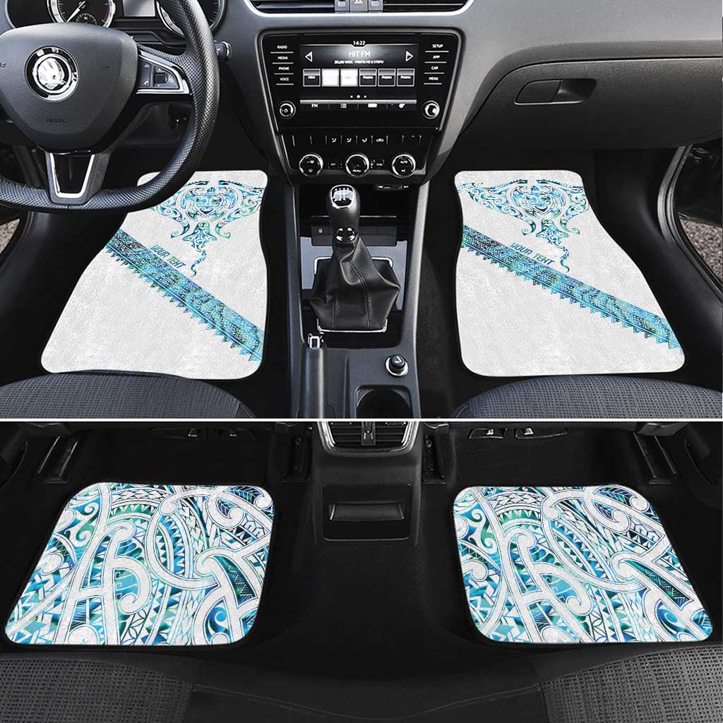 Kahui Whetu Paua shell Kowhaiwhai Taniko Personalised Car Mats Manta Ray Shark-Turtle Maori Tribal Style LT9 Set 4pcs Blue - Polynesian Pride