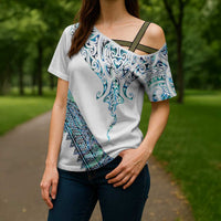 Kahui Whetu Paua shell Kowhaiwhai Taniko Personalised Cross Shoulder Shirt Manta Ray Shark-Turtle Maori Tribal Style LT9 - Polynesian Pride