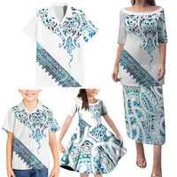 Kahui Whetu Paua shell Kowhaiwhai Taniko Personalised Family Matching Puletasi and Hawaiian Shirt Manta Ray Shark-Turtle Maori Tribal Style LT9 - Polynesian Pride