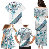 Kahui Whetu Paua shell Kowhaiwhai Taniko Personalised Family Matching Puletasi and Hawaiian Shirt Manta Ray Shark-Turtle Maori Tribal Style LT9 - Polynesian Pride