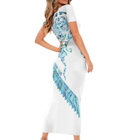 Kahui Whetu Paua shell Kowhaiwhai Taniko Personalised Family Matching Short Sleeve Bodycon Dress and Hawaiian Shirt Manta Ray Shark-Turtle Maori Tribal Style LT9 - Polynesian Pride