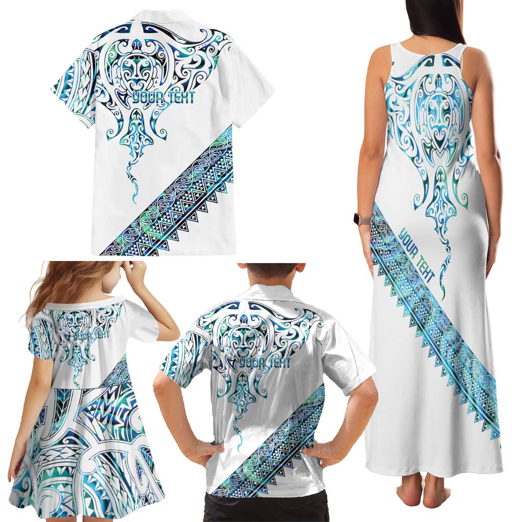 Kahui Whetu Paua shell Kowhaiwhai Taniko Personalised Family Matching Tank Maxi Dress and Hawaiian Shirt Manta Ray Shark-Turtle Maori Tribal Style LT9 - Polynesian Pride