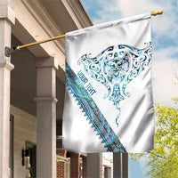 Kahui Whetu Paua shell Kowhaiwhai Taniko Personalised Garden Flag Manta Ray Shark-Turtle Maori Tribal Style LT9 House Flag Blue - Polynesian Pride