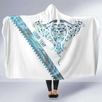 Kahui Whetu Paua shell Kowhaiwhai Taniko Personalised Hooded Blanket Manta Ray Shark-Turtle Maori Tribal Style LT9 One Size Blue - Polynesian Pride